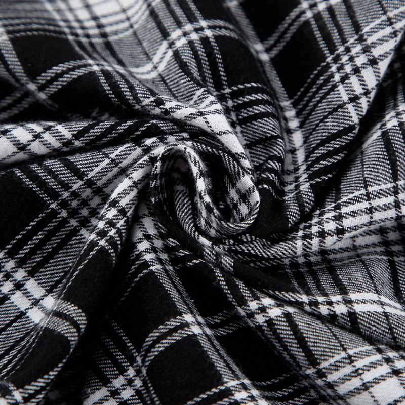 Retro Lapels Long Sleeve Plaid Shirt - Image 7