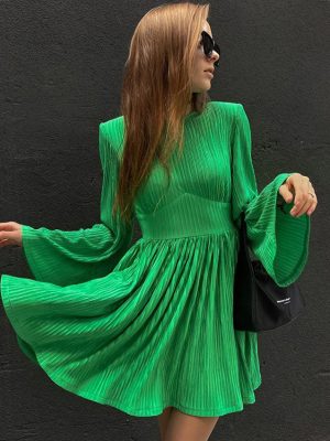 Spring Flare Sleeve A-Line Dress