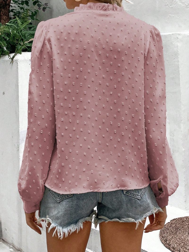 Polka Dot Long Sleeve Top with Half Turtleneck - Image 3