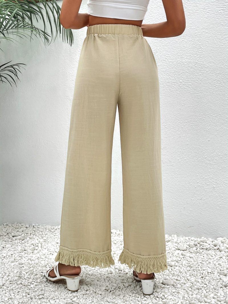 Cotton Linen High Waist Wide Leg Trousers - Image 2