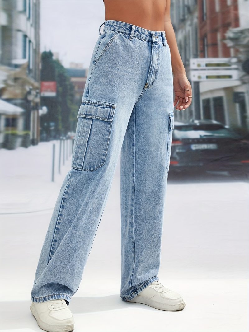 High Waist Straight Leg Denim Trousers - Image 2