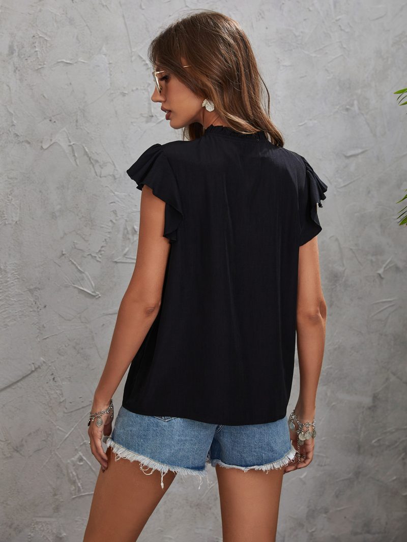 Office Women Bow Tree Fungus Lacework Top - Image 4