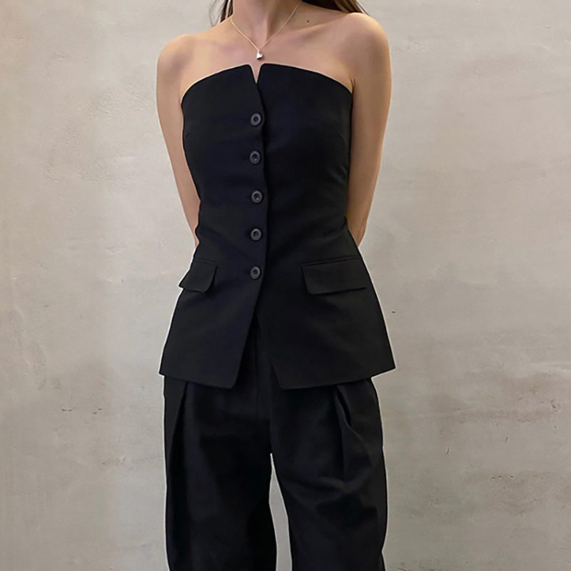 Sleeveless Black Waistcoat Vest - Image 2