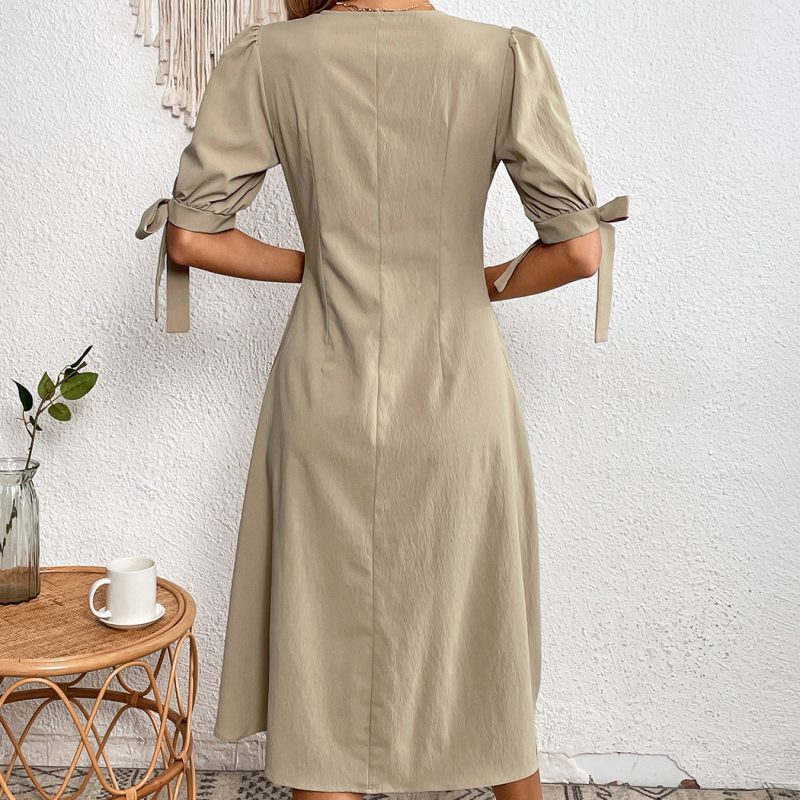 Summer Buttoned Short Sleeve Midi Dress - Image 5