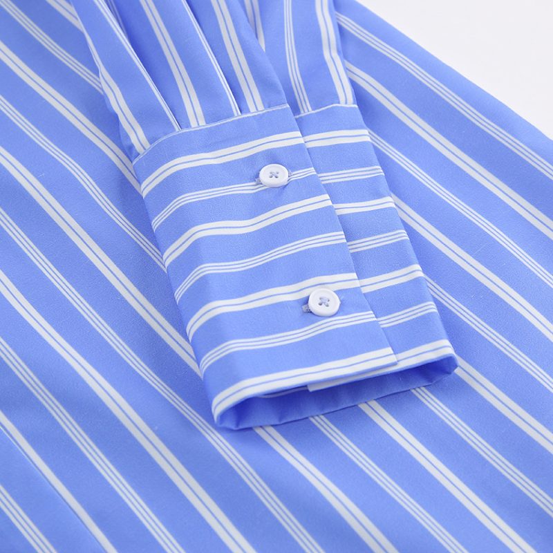 Striped Collared Long-Sleeved Pants Suit - Image 6