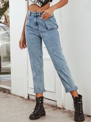 High Waist Workwear Denim Pants