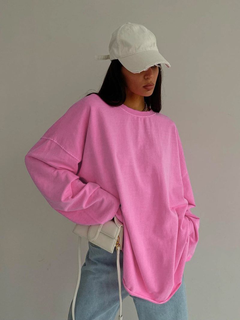 Pink Long Sleeve Pullover Street T-shirt - Image 6