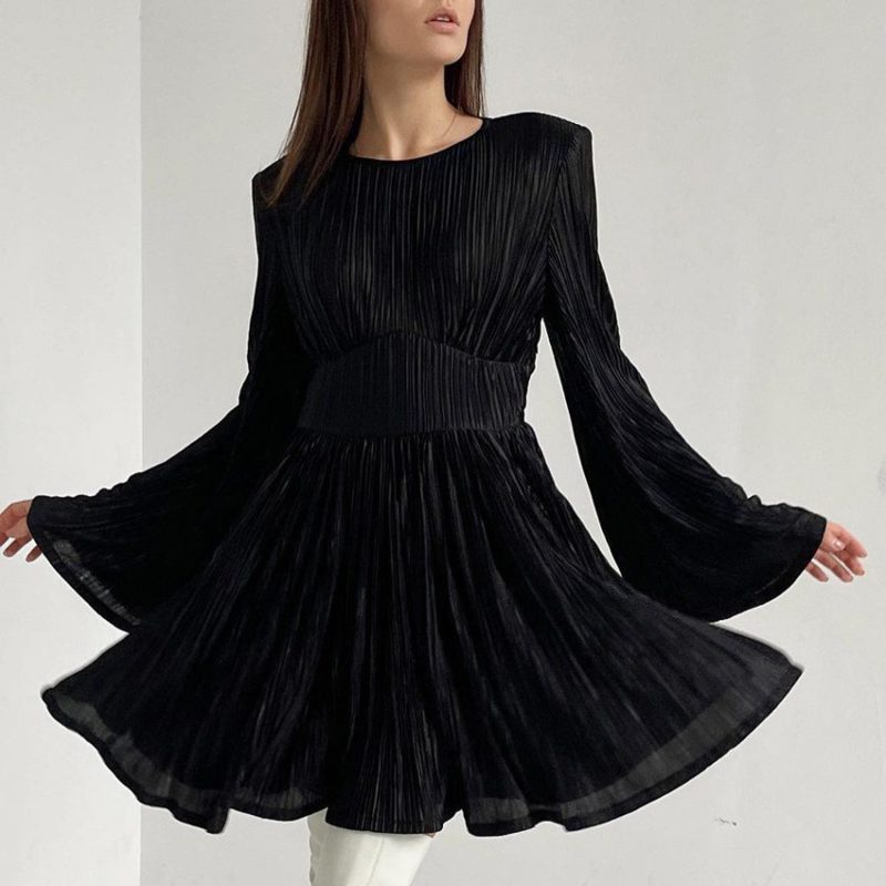 Spring Flare Sleeve A-Line Dress - Image 2