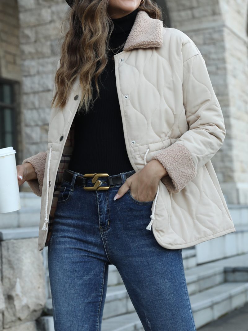 Collared Cotton Padded Fur Collar Jacket for Women - Image 4