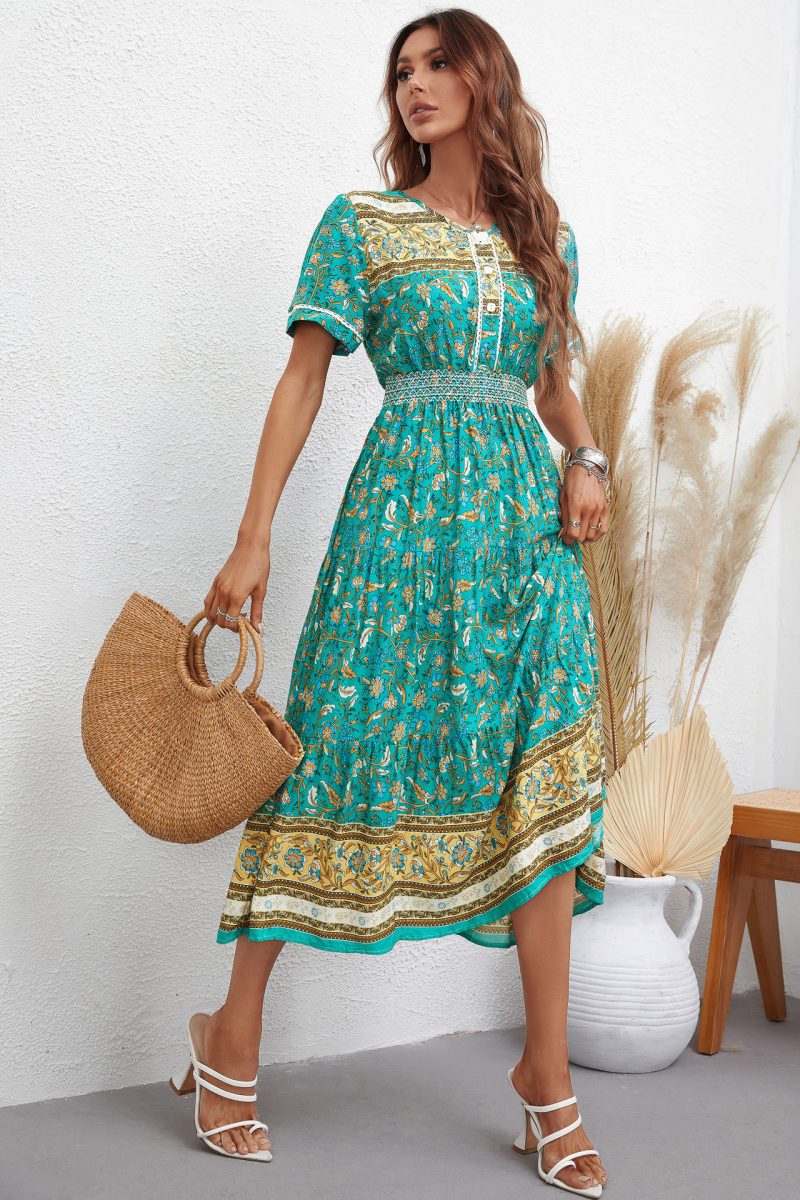 Printed Short Sleeve Women's Dress - Image 3