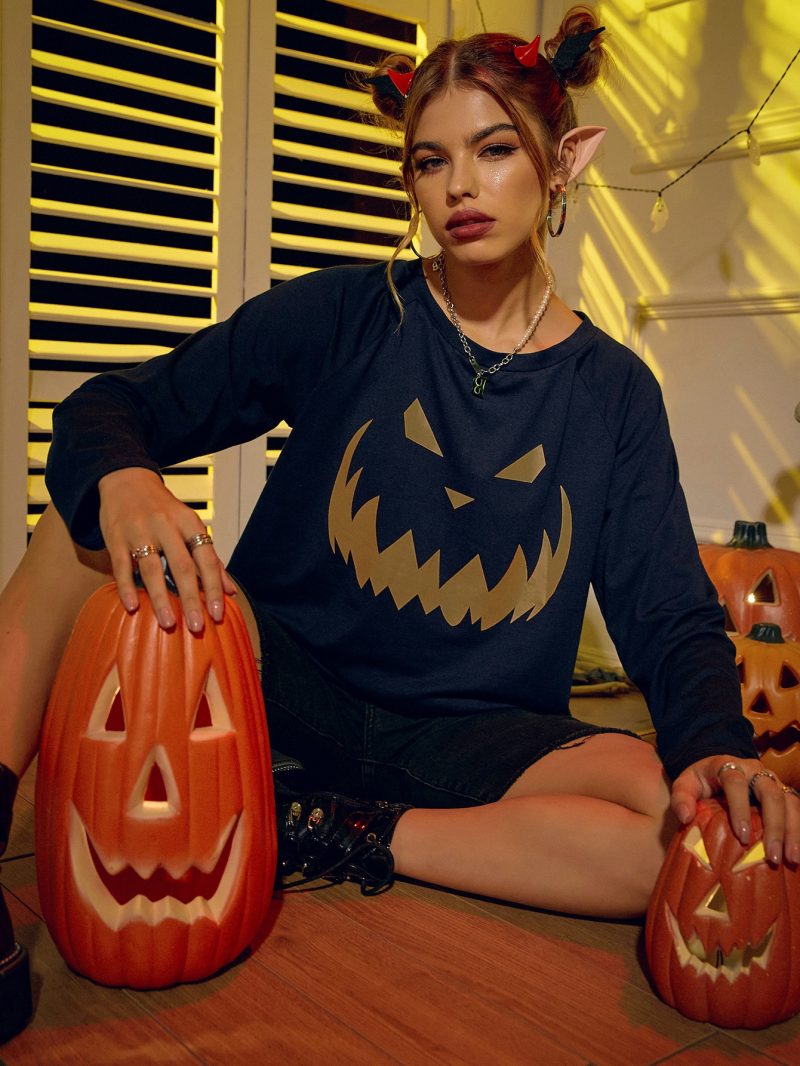Halloween Printed Loose Sweater - Image 2