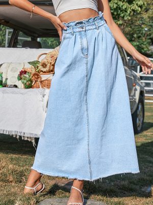 High Waist Slimming A-line Denim Skirt