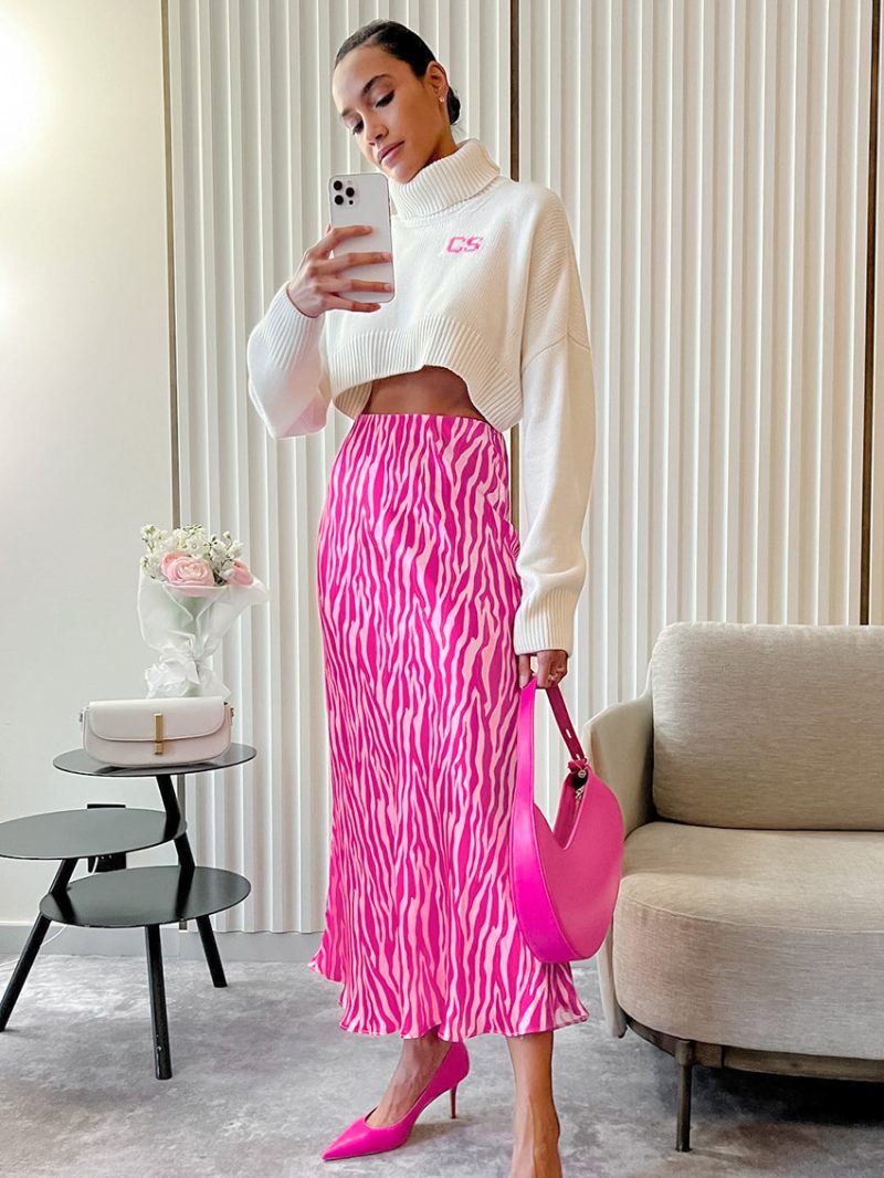 French Design Zebra Pattern High Waist Fishtail Skirt - Image 5