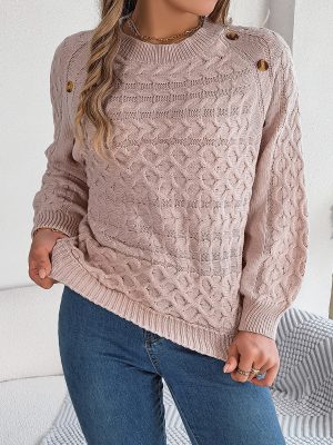 Solid Color Lantern Sleeve Sweater