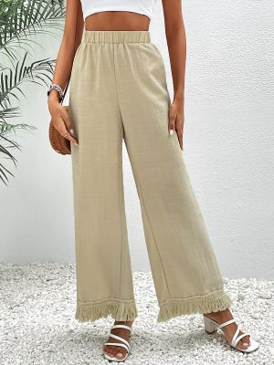 Cotton Linen High Waist Wide Leg Trousers