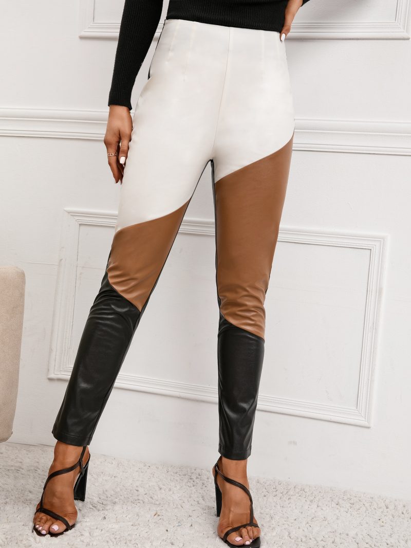 High Waist Slim Faux Leather Pants for Women - Image 3