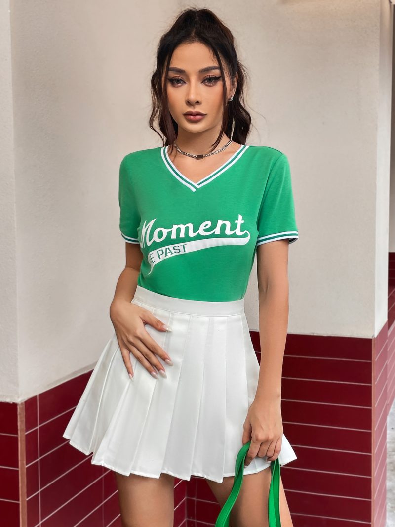 Short-Sleeved Letter Graphic T-Shirt - Image 3