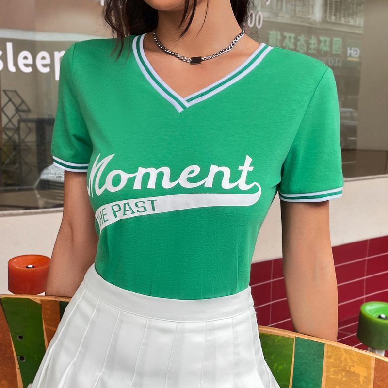 Short-Sleeved Letter Graphic T-Shirt - Image 2