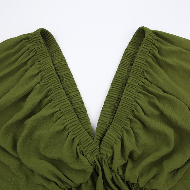 Autumn Short Lantern Sleeve V-Neck Dress - Image 6