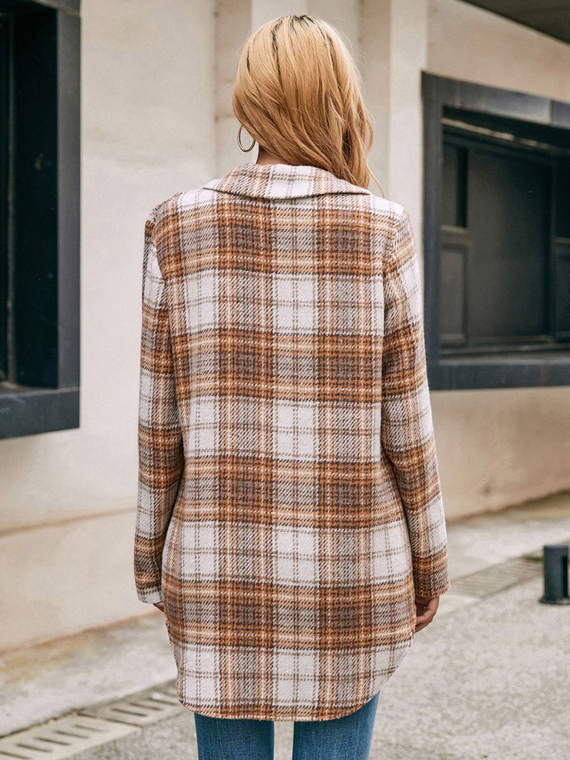 Plush Plaid Long Sleeve Shacket for Women Plus Size - Image 4