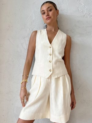 Beige Sleeveless Vest Two