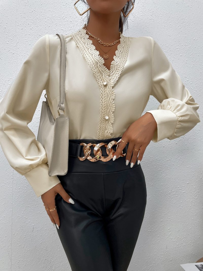 Elegant Lace V-Neck Shirt for Women - Image 4