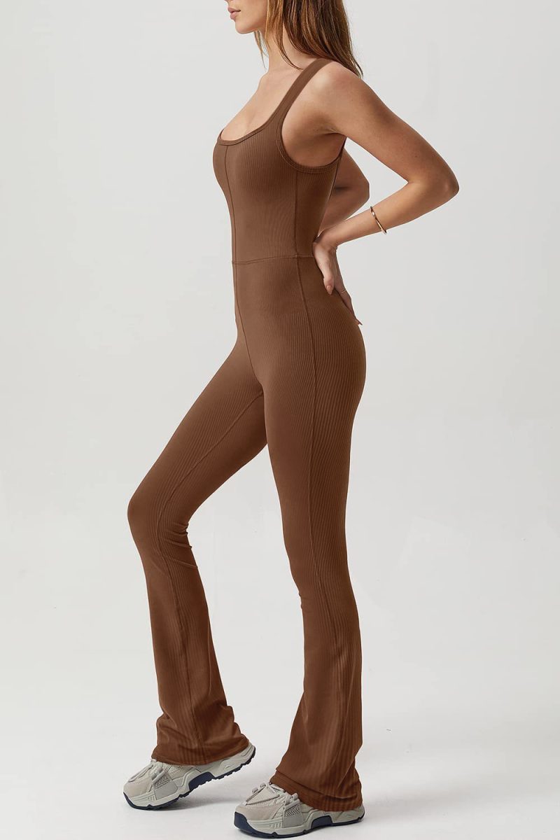 Tight Stretch Solid Color Jumpsuit - Image 3