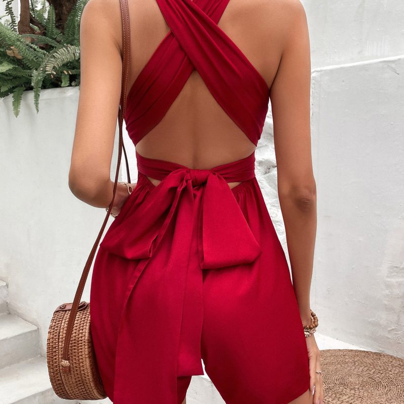 V-Neck Sleeveless Belted Jumpsuit - Image 2