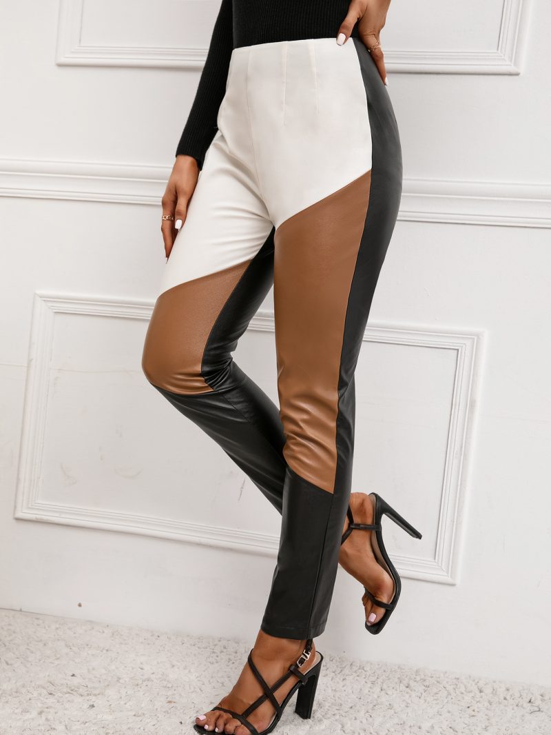 High Waist Slim Faux Leather Pants for Women - Image 2