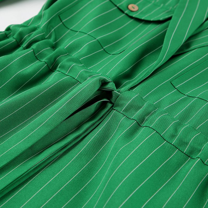 Green Striped Long Sleeve Collar Set - Image 7
