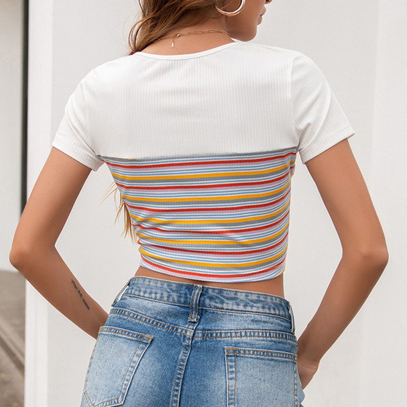 Slim Fit Cropped Short Sleeve T-Shirt for Women - Image 3