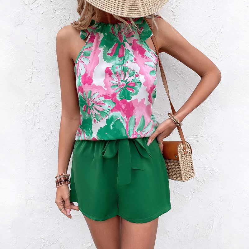 Printed Halter Sleeveless Top - Image 5