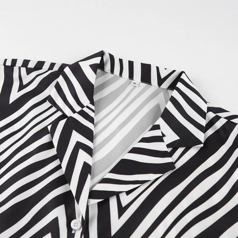 Black & White Striped Shirt and Trousers Set - Image 5