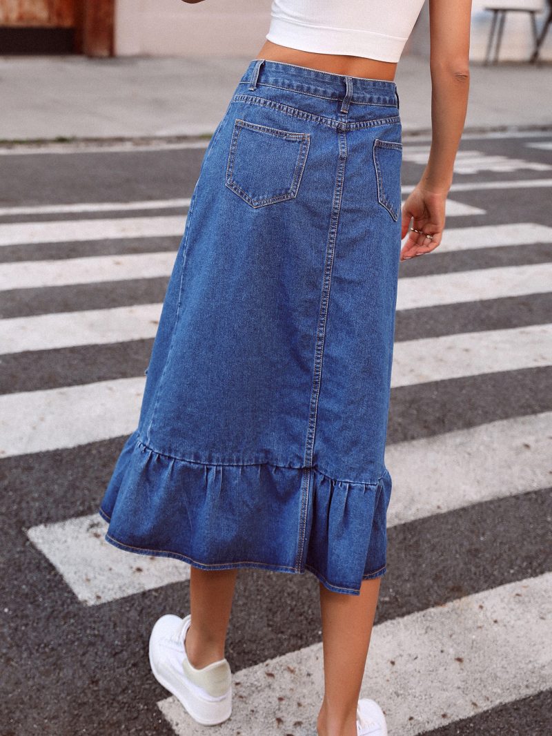 Trendy High Waist Slimming All-Matching Denim Skirt - Image 2