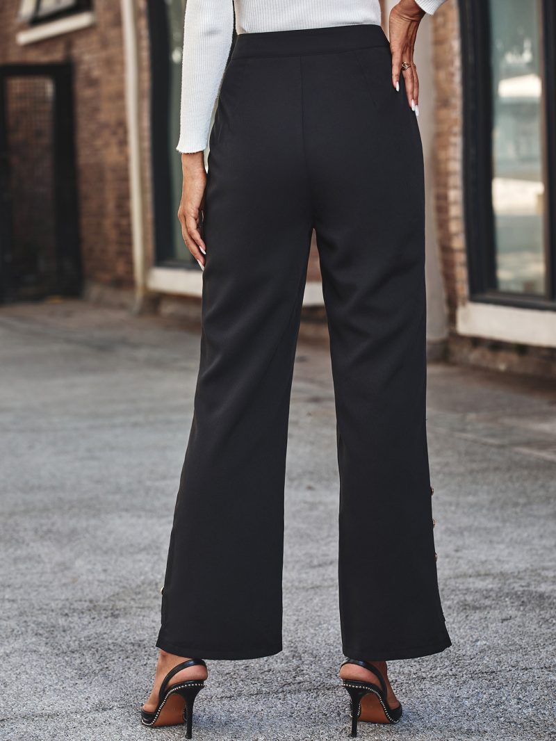 Slim Fit Slit Button Cropped Pants - Image 4