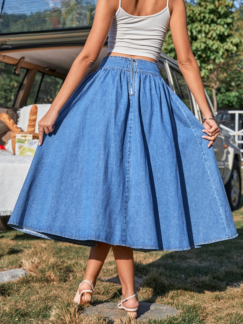 Trendy Grace A-line Denim Skirt - Image 5