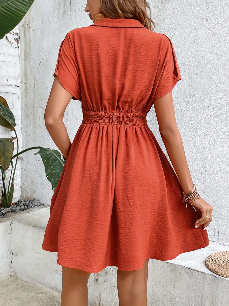 Figure-Flattering Lace-Up Shirt Dress for Spring and Summer - Image 2