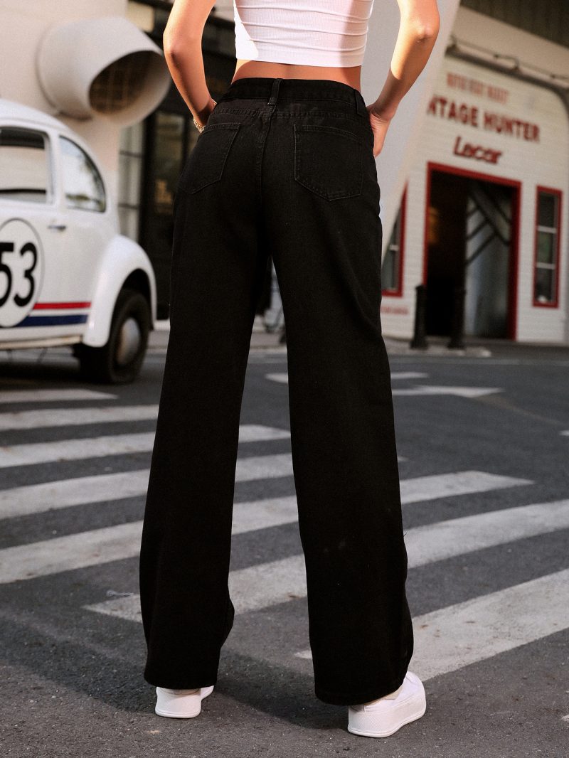 Casual Loose Drooping Slimming High Waist Denim Trousers - Image 6