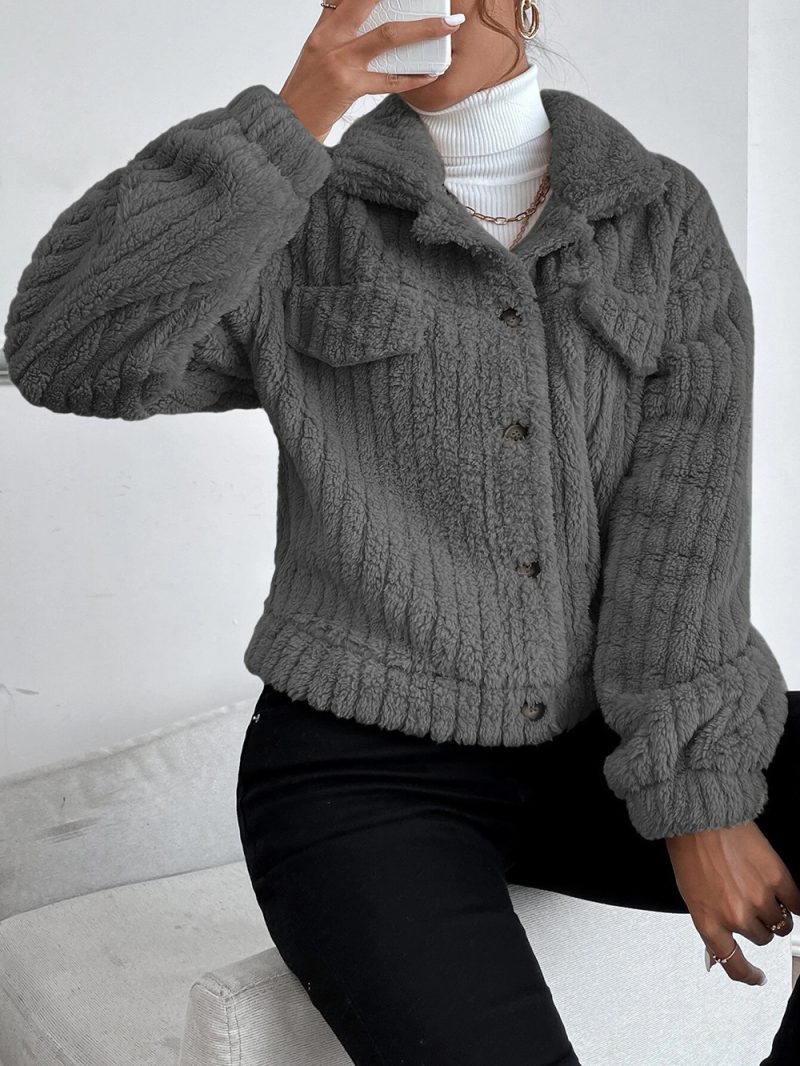 Rabbit Plush Fleece-Lined Coat - Image 4