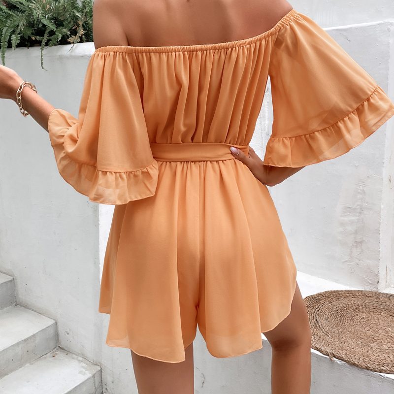 Ruffled Off-the-Shoulder Chiffon Romper - Image 2