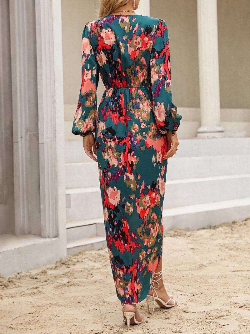 Colourful Printed Asymmetric Maxi Dress - Image 5