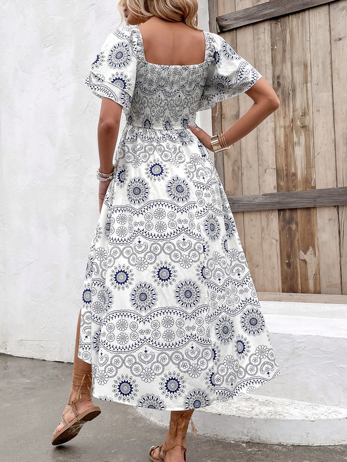 Printed Square Collar High Waist Women's Summer - Image 3