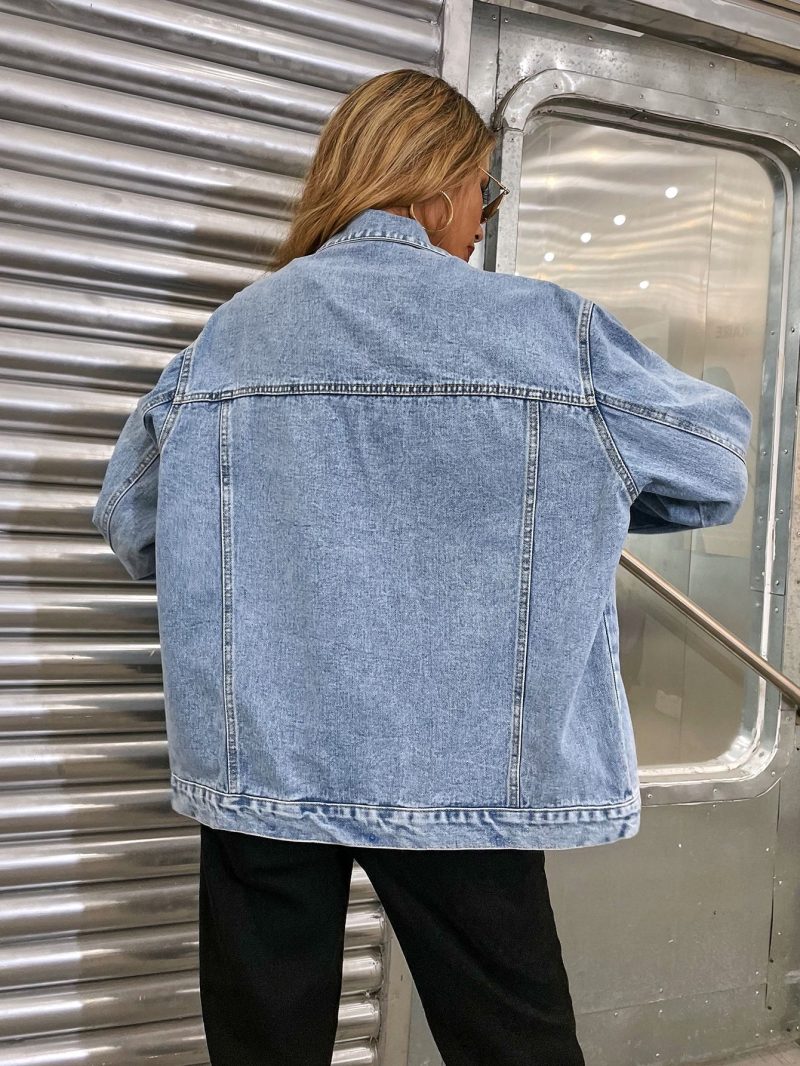 Trendy Retro Loose Denim Jacket - Image 5