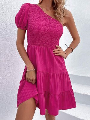 Rose Shoulder Lantern Sleeve Dress for Stylish Summer