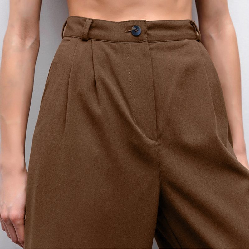 Brown High Waist Loose Slimming Summer Straight Pants - Image 4