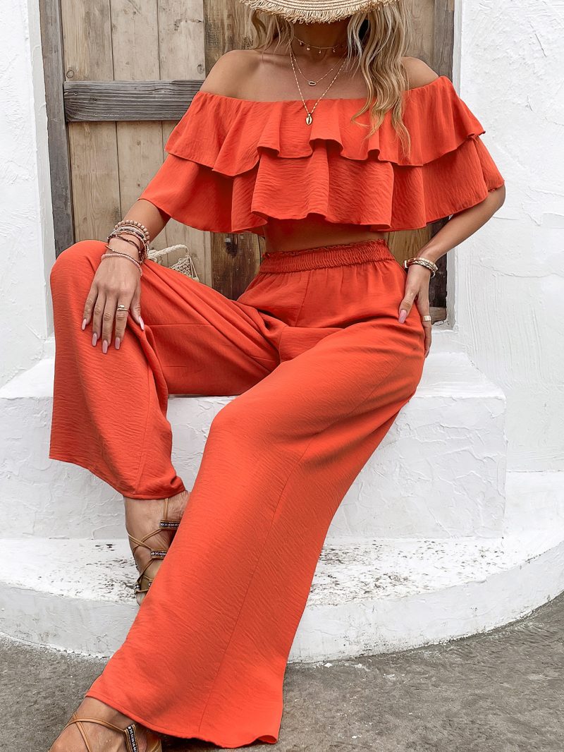 Sexy Ruffled Off-Shoulder Top and High - Image 2