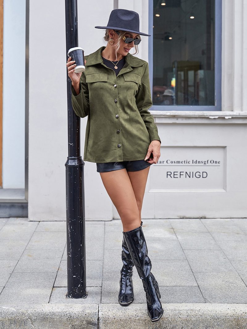Suede Long Sleeve Shacket - Image 3