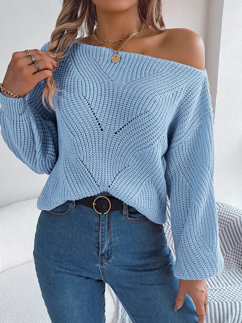 Off-Shoulder Cutout Lantern Sleeve Sweater - Image 2
