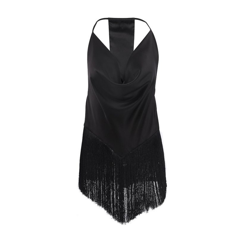 V-Neck Satin Tassel Suspender Vest - Image 5