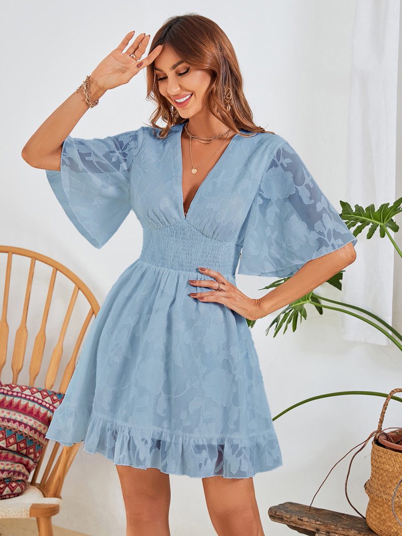 Chiffon Floral Ruffle A-Line Dress - Image 2